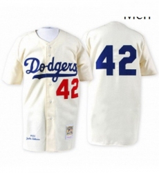 Mens Mitchell and Ness 1955 Los Angeles Dodgers 42 Jackie Robinson Authentic White Throwback MLB Jersey