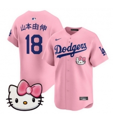 Women Los Angeles Dodgers 18  Yoshinobu Yamamoto Pink 2025 Hello Kitty Vapor Limited Stitched Baseball Jersey 