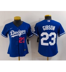 Women Los Angeles Dodgers 23 Kirk Gibson Blue Stitched Jersey 1