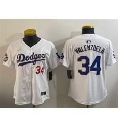 Women Los Angeles Dodgers 34 Toro Valenzuela White Gold 2024 World Series Home Limited Stitched Baseball Jersey 28Run Small 29