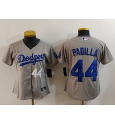 Women Los Angeles Dodgers 44 Vicente Padilla Grey Stitched Jersey 7