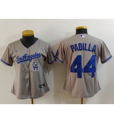 Women Los Angeles Dodgers 44 Vicente Padilla Grey Stitched Jersey 8