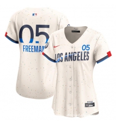 Women Los Angeles Dodgers 5 Freddie Freeman Cream 2024 City Connect Limited Stitched Jersey