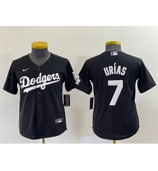 Women Los Angeles Dodgers 7 Julio Urias Black Stitched Baseball Jersey  Run Small