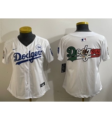 Women Los Angeles Dodgers Blank White 2024 World Series With No  34 Patch Home Limited Stitched Baseball Jersey  1