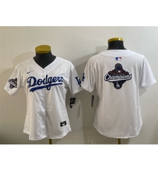 Women Los Angeles Dodgers White 2025 World Series Champions Big Logo Home Limited Stitched Baseball Jersey 