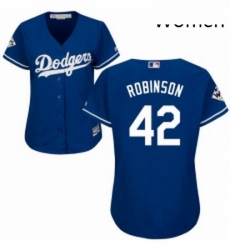 Womens Majestic Los Angeles Dodgers 42 Jackie Robinson Authentic Royal Blue Alternate 2017 World Series Bound Cool Base MLB Jersey