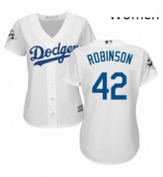 Womens Majestic Los Angeles Dodgers 42 Jackie Robinson Authentic White Home 2017 World Series Bound Cool Base MLB Jersey