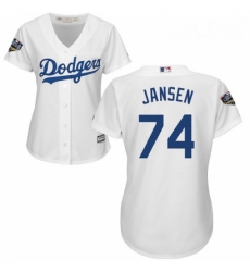 Women's Majestic Los Angeles Dodgers #74 Kenley Jansen Authentic White Home Cool Base 2018 World Series MLB Jersey