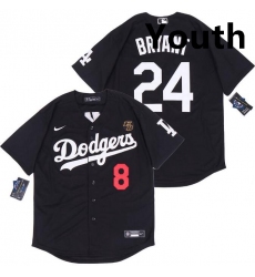 Youth Dodgers Front 8 Back 24 Kobe Bryant Black Cool Base Stitched MLB Jersey