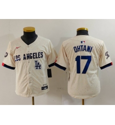 Youth Los Angeles Dodgers 17 Shohei Ohtani Cream Stitched Baseball Jersey 2