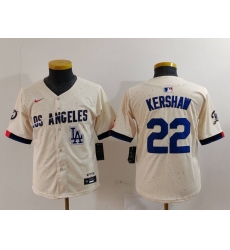 Youth Los Angeles Dodgers 22 Clayton Kershaw Cream Stitched Baseball Jersey 1