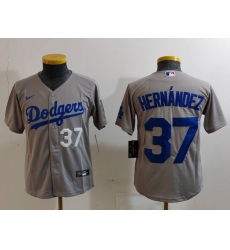 Youth Los Angeles Dodgers 37 Teoscar Hernandez Grey Stitched Baseball Jersey 1