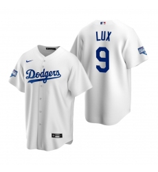 Youth Los Angeles Dodgers 9 Gavin Lux White 2020 World Series Champions Replica Jersey