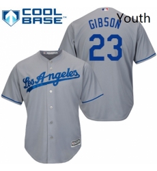 Youth Majestic Los Angeles Dodgers 23 Kirk Gibson Replica Grey Road Cool Base MLB Jersey