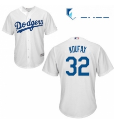 Youth Majestic Los Angeles Dodgers 32 Sandy Koufax Replica White Home Cool Base MLB Jersey