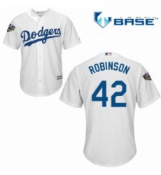 Youth Majestic Los Angeles Dodgers 42 Jackie Robinson Authentic White Home Cool Base 2018 World Series MLB Jersey