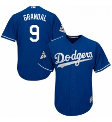 Youth Majestic Los Angeles Dodgers 9 Yasmani Grandal Authentic Royal Blue Alternate 2017 World Series Bound Cool Base MLB Jersey