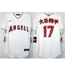 Men Los Angeles Angels 17 Shohei Ohtani White Cool Base Stitched Jersey 2