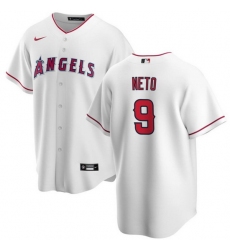 Men Los Angeles Angels 9 Zach Neto White Cool Base Stitched Baseball Jersey