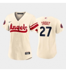 Women Los Angeles Angels 27 Mike Trout 2022 Cream City Connect Stitched Baseball Jersey