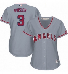 Womens Majestic Los Angeles Angels of Anaheim 3 Ian Kinsler Replica Grey Road Cool Base MLB Jersey 