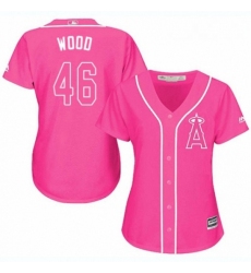 Womens Majestic Los Angeles Angels of Anaheim 46 Blake Wood Replica Pink Fashion MLB Jersey 