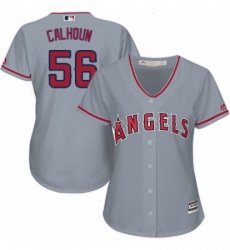 Womens Majestic Los Angeles Angels of Anaheim 56 Kole Calhoun Replica Grey Road Cool Base MLB Jersey