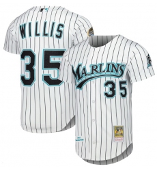 Men Florida Marlins Dontrelle Willis #35 Mitchell & Ness White Throwback Stitched Baseball Jersey