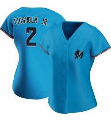 Men Miami Marlins #2 Jazz Chisholm Jr. Blue Cool Base Stitched Jersey