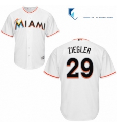 Mens Majestic Miami Marlins 29 Brad Ziegler Replica White Home Cool Base MLB Jersey 