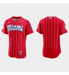 Miami Marlins Men Nike 2021 City Connect Authentic MLB Jersey Red