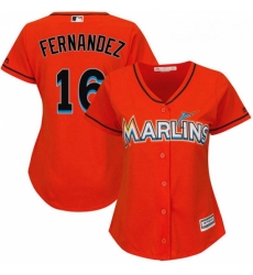 Womens Majestic Miami Marlins 16 Jose Fernandez Replica Orange Alternate 1 Cool Base MLB Jersey