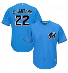 Marlins #22 Sandy Alcantara Blue Cool Base Stitched Youth Baseball Jersey