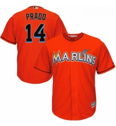 Youth Majestic Miami Marlins 14 Martin Prado Authentic Orange Alternate 1 Cool Base MLB Jersey