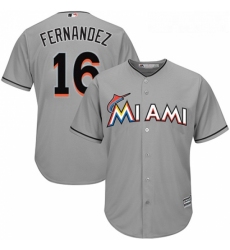 Youth Majestic Miami Marlins 16 Jose Fernandez Replica Grey Road Cool Base MLB Jersey