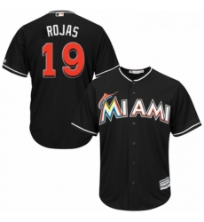 Youth Majestic Miami Marlins 19 Miguel Rojas Authentic Black Alternate 2 Cool Base MLB Jersey 