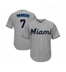 Youth Miami Marlins 7 Deven Marrero Replica Grey Road Cool Base Baseball Jersey 