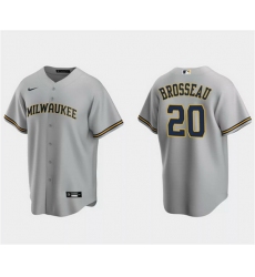 Men Milwaukee Brewers 20 Mike Brosseau Grey Cool Base Stitched Jersey