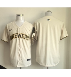 Men Milwaukee Brewers Blank Cream Limited Stitched Jersey