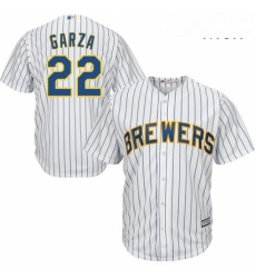 Mens Majestic Milwaukee Brewers 22 Matt Garza Replica White Alternate Cool Base MLB Jersey