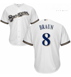 Mens Majestic Milwaukee Brewers 8 Ryan Braun Replica White Home Cool Base MLB Jersey