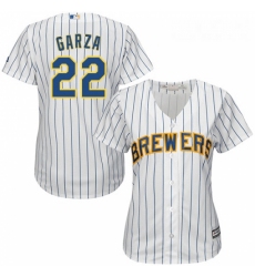 Womens Majestic Milwaukee Brewers 22 Matt Garza Authentic White Alternate Cool Base MLB Jersey