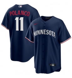 Men Minnesota Twins 11 Jorge Polanco Navy Cool Base Stitched Jersey