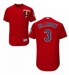 Mens Majestic Minnesota Twins 3 Harmon Killebrew Authentic Scarlet Alternate Flex Base Authentic Collection MLB Jersey