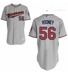 Mens Majestic Minnesota Twins 56 Fernando Rodney Replica Grey Road Cool Base MLB Jersey 