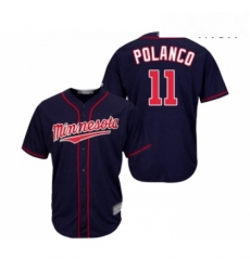 Mens Minnesota Twins 11 Jorge Polanco Replica Navy Blue Alternate Road Cool Base Baseball Jersey 