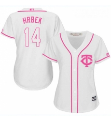 Womens Majestic Minnesota Twins 14 Kent Hrbek Replica White Fashion Cool Base MLB Jersey