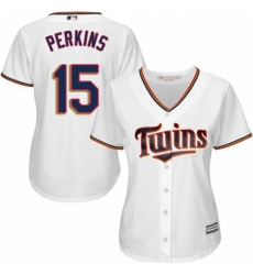 Womens Majestic Minnesota Twins 15 Glen Perkins Replica White Home Cool Base MLB Jersey