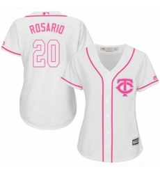 Womens Majestic Minnesota Twins 20 Eddie Rosario Replica White Fashion Cool Base MLB Jersey 